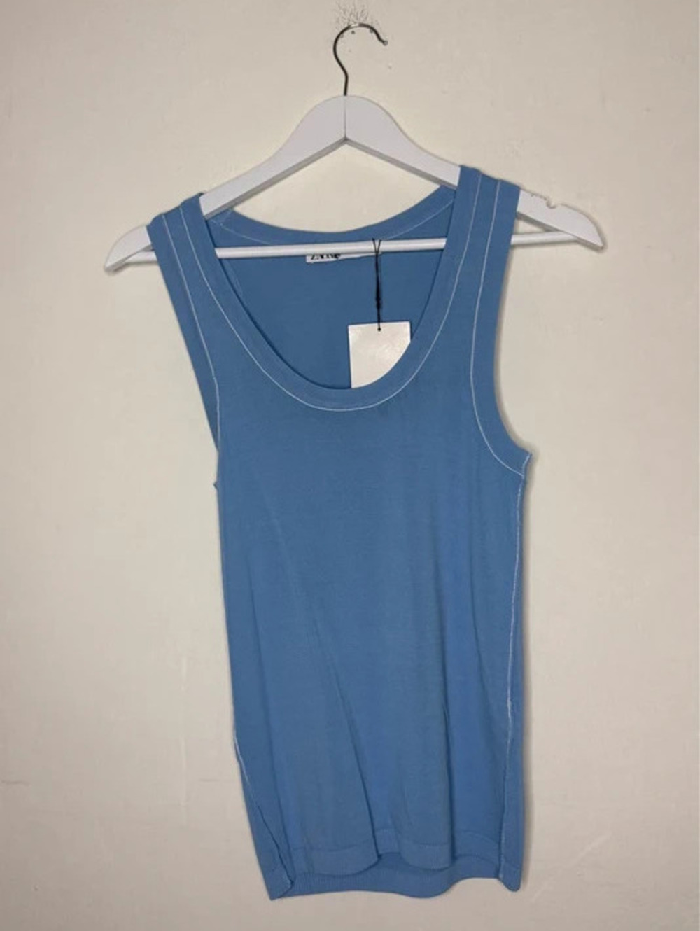 NWT Zara Blue Tank with White Trim